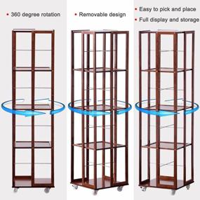 img 2 attached to Bamboo 360 Rotating Bookshelf With Wheels - Freestanding 5 Tier Rolling Bookcase For Home, Office, And Living Room Storage Organization