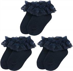 img 2 attached to 3 Pack Of Adorable Frilly Lace Ruffle Socks For Baby Girls - 0-12 Months
