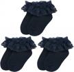 3 pack of adorable frilly lace ruffle socks for baby girls - 0-12 months logo