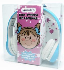 img 1 attached to AMALEN Premium Volume Limited Control Проводные наушники с микрофоном - легкие, регулируемые и складные для детей (синие)