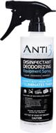 anti3 protect disinfectant spray: gym sanitizing spray for equipment, wrestling mat, shoes, yoga mats - odor eliminator & cleaner. multi-surface & air (1 - 16 oz. bottle) logo