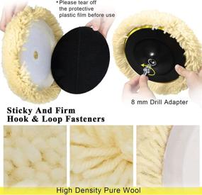 img 3 attached to 🧼 Talew 6-Piece Wool Buffing Pads 8" Polishing Pads for Compound, Cutting and Polishing with Hook and Loop Polishing Pad Backing Plate (6")