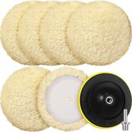 🧼 talew 6-piece wool buffing pads 8" polishing pads for compound, cutting and polishing with hook and loop polishing pad backing plate (6") logo