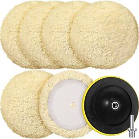 img 4 attached to 🧼 Talew 6-Piece Wool Buffing Pads 8" Polishing Pads for Compound, Cutting and Polishing with Hook and Loop Polishing Pad Backing Plate (6")