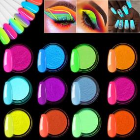 img 4 attached to Kalolary 12 Boxes Luminous Pigment Nail Powder, Glow In The Dark Neon Color Nail Powder, Color Acrylic Gradient Glitter Polish For Eyeshadow Face Body Makeup Nail Art Decoration