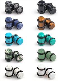 img 2 attached to 10 Pairs Natural Stone Ear Plugs Stretcher Tunnels Gauges 2G-12Mm - Ruifan Piercing Jewelry With O-Rings