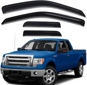 img 4 attached to 🚗 Lightronic WV94738 Window Visor Deflector Rain Guard, Shatterproof Dark Smoke, Set of 4 for 2004-2014 Ford F-150 SuperCab – Tape-on