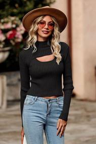 img 3 attached to Women'S Fall 2023 Fashion 2 Piece Cutout Tops Long Sleeve Mock Neck Rib Knit Pullover Sweater Winter PRETTYGARDEN