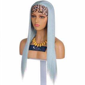img 1 attached to FUHSI Headband Wig For Women Spearmint Color Non Lace Front Wig Long Straight Glueless FUTURA Fiber Synthetic Wig Color–22Inch Opal# Color