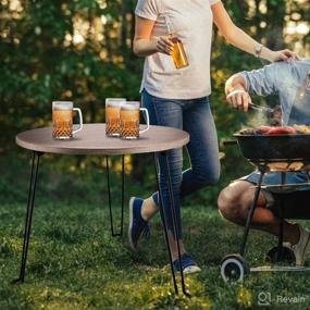 img 1 attached to 🌿 Versatile 2LL4HM Folding Tables: Ideal for Dorms, Bedrooms, Living Spaces & Outdoor Use, Including Park Picnics (Grey Wood M)