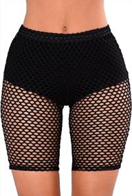 img 4 attached to Flaunt Your Style With Nihsatin'S High Waisted Fishnet Shorts For Women - Perfect Clubwear