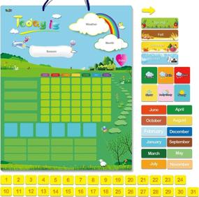 img 3 attached to Magnetic Learning Calendar With Weather Station 55 PCS (15” X 12” Wall Mountings Ready)