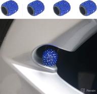 💎 topdall bling tire valve stem caps: dark-blue dustproof crystal rhinestone car accessories - set of 4 логотип