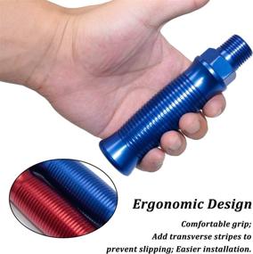 img 1 attached to CheeMuii Glad Hand Handle Extension Set for Semi Trucks and Trailers - Transverse Stripe Design, Anodized Aluminum, Red and Blue - Facilitating Easy Coupling