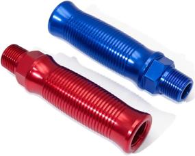 img 4 attached to CheeMuii Glad Hand Handle Extension Set for Semi Trucks and Trailers - Transverse Stripe Design, Anodized Aluminum, Red and Blue - Facilitating Easy Coupling