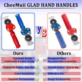 img 2 attached to CheeMuii Glad Hand Handle Extension Set for Semi Trucks and Trailers - Transverse Stripe Design, Anodized Aluminum, Red and Blue - Facilitating Easy Coupling