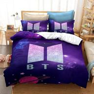 kpop bts galaxy bedding set for teens girls - jimin, suga, v, rap, j-hope, jungkook duvet cover set - purple king size - 1 duvet cover, 2 pillowcases (queen 90x90) logo