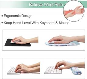 img 1 attached to ILeadon Mouse Pad With Wrist Support Keyboard Wrist Rest Set, Ergonomic Mouse Pad With Non-Slip Base For Computer Laptop Home Office + Coasters, Easy Typing & Pain Relief Mouse Mat, Painted Cactus