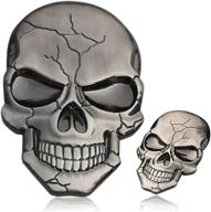 🔥 deselen metal skull decor stickers: 3d heavy duty car stickers & decals for motorcycles, helmets, laptops, trucks – halloween theme, perfect for men (silver) логотип