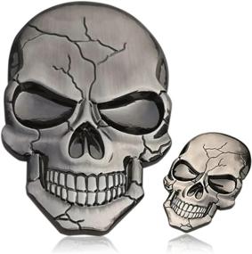 img 4 attached to 🔥 Deselen Metal Skull Decor Stickers: 3D Heavy Duty Car Stickers & Decals for Motorcycles, Helmets, Laptops, Trucks – Halloween Theme, Perfect for Men (Silver)