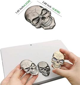 img 3 attached to 🔥 Deselen Metal Skull Decor Stickers: 3D Heavy Duty Car Stickers & Decals for Motorcycles, Helmets, Laptops, Trucks – Halloween Theme, Perfect for Men (Silver)