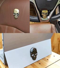 img 1 attached to 🔥 Deselen Metal Skull Decor Stickers: 3D Heavy Duty Car Stickers & Decals for Motorcycles, Helmets, Laptops, Trucks – Halloween Theme, Perfect for Men (Silver)