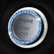 2pcs blue diamond car decor crystal rhinestone ring emblem sticker for auto start engine ignition button key & knobs - goodream bling car accessories logo