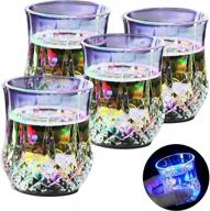 homeya led cups, flash light up cups automatic water activated led glow shot glasses color changing wine whisky beer cola juice drinkware mugs for bar disco night club party halloween christmas-4 pcs logo