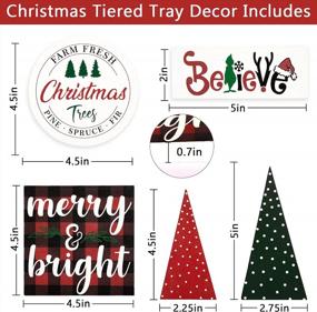 img 1 attached to Farmhouse Rustic Christmas Decor Set Of 5 - Tiered Tray Decorations Featuring Farm Fresh, Grinch Believe, Merry Bright, Red/Green Christmas Tree Wood Signs For Home Decoration