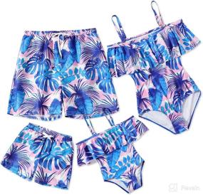 img 4 attached to IFFEI Matching Swimwear Shoulder Monokini Apparel & Accessories Baby Boys best in Clothing