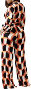 img 3 attached to CutieLove Women'S Multicolor Print V-Neck Jumpsuit With Belt - Sexy Casual Long Sleeve Wide Leg Pants For Stylish Comfort