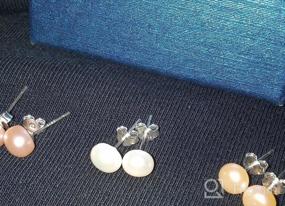 img 6 attached to 3 пары серьги-гвоздики из культивированного жемчуга из стерлингового серебра 925 пробы, набор заклепок из пресноводного жемчуга AAA, гипоаллергенные серьги из стерлингового серебра с жемчугом для женщин и девочек