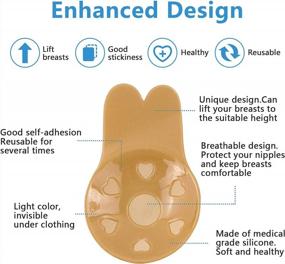 img 1 attached to Adhesive Bra, Breast Lift Tape Silicone Breast Pasties