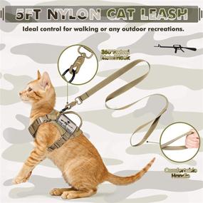 img 1 attached to SALFSE Tactical Cat Harness and Leash - Large Cat Walking Vest, Escape Proof and Adjustable Soft Mesh Pet Harness with Control Handle and Molle Patches