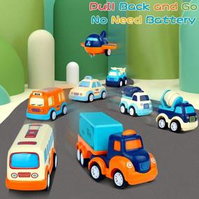 img 1 attached to Colorful Toy Car Set For Kids - 9 Pack Gift For Boys And Girls Of Ages 2-5 With Transport Truck, Pull Back Vehicles, Sound And Light Effects!