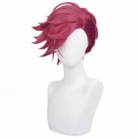 img 3 attached to Get Ready To Cosplay In Style With JoneTing'S Red Wig & Cap Set: Short, Spiky & Fluffy Synthetic Hair Wigs Perfect For Anime, Cosplays, Parties & Costumes!