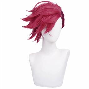 img 2 attached to Get Ready To Cosplay In Style With JoneTing'S Red Wig & Cap Set: Short, Spiky & Fluffy Synthetic Hair Wigs Perfect For Anime, Cosplays, Parties & Costumes!