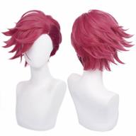 get ready to cosplay in style with joneting's red wig & cap set: short, spiky & fluffy synthetic hair wigs perfect for anime, cosplays, parties & costumes! logo