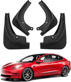 img 4 attached to 🚙 Model 3 Mud Flaps, Front and Rear Splash Guards for Tesla Model 3 - Set of 4 - Non-Compatible with 2021 Version