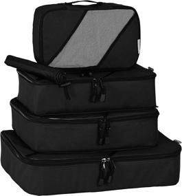 img 4 attached to 🧳 milepro Travel Packing Cubes: 4-Piece Set of Durable Luggage Organizers with Laundry/Shoe Bag - Black