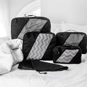 img 1 attached to 🧳 milepro Travel Packing Cubes: 4-Piece Set of Durable Luggage Organizers with Laundry/Shoe Bag - Black