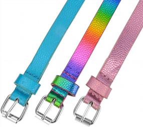 img 1 attached to 3 Pack Girls Belts Fashion Uniform Belts