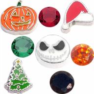 holiday charm set for floating lockets - nightmare before christmas themed logo