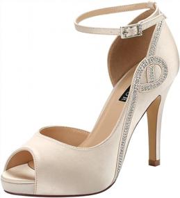 img 4 attached to Women'S Peep Toe Rhinestone Platform Satin Wedding Shoes With Side Openings