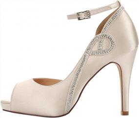 img 3 attached to Women'S Peep Toe Rhinestone Platform Satin Wedding Shoes With Side Openings