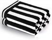 2 pack soft cotton cabana stripe bath towel set - 100% ring spun cotton large pool towels - black logo
