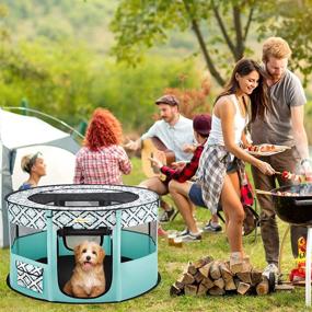 img 1 attached to 🐾 Portable Pet Playpen: Foldable Dog/Cat/Rabbit Kennel Tent for Indoor/Outdoor Use - Travel Friendly with Free Carrying Case
