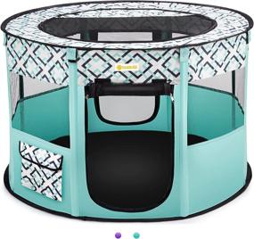 img 4 attached to 🐾 Portable Pet Playpen: Foldable Dog/Cat/Rabbit Kennel Tent for Indoor/Outdoor Use - Travel Friendly with Free Carrying Case
