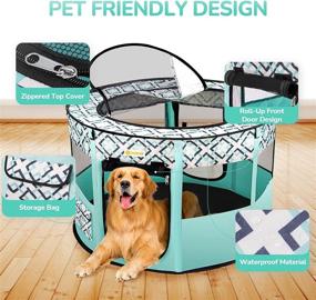 img 2 attached to 🐾 Portable Pet Playpen: Foldable Dog/Cat/Rabbit Kennel Tent for Indoor/Outdoor Use - Travel Friendly with Free Carrying Case