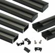 muzata 6pack 3.3ft/1m black led channel system with smoky black cover lens,aluminum extrusion track housing profile for strip tape light, u1sw bb 1m,lu1 logo